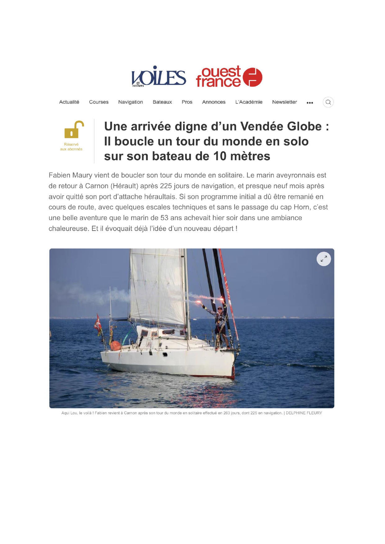 Article du journal Voile et Voilier 06/2025